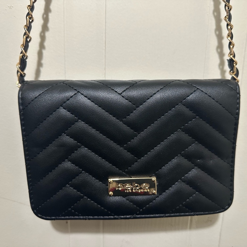 Bebe Black Quilted Crossbody Bag